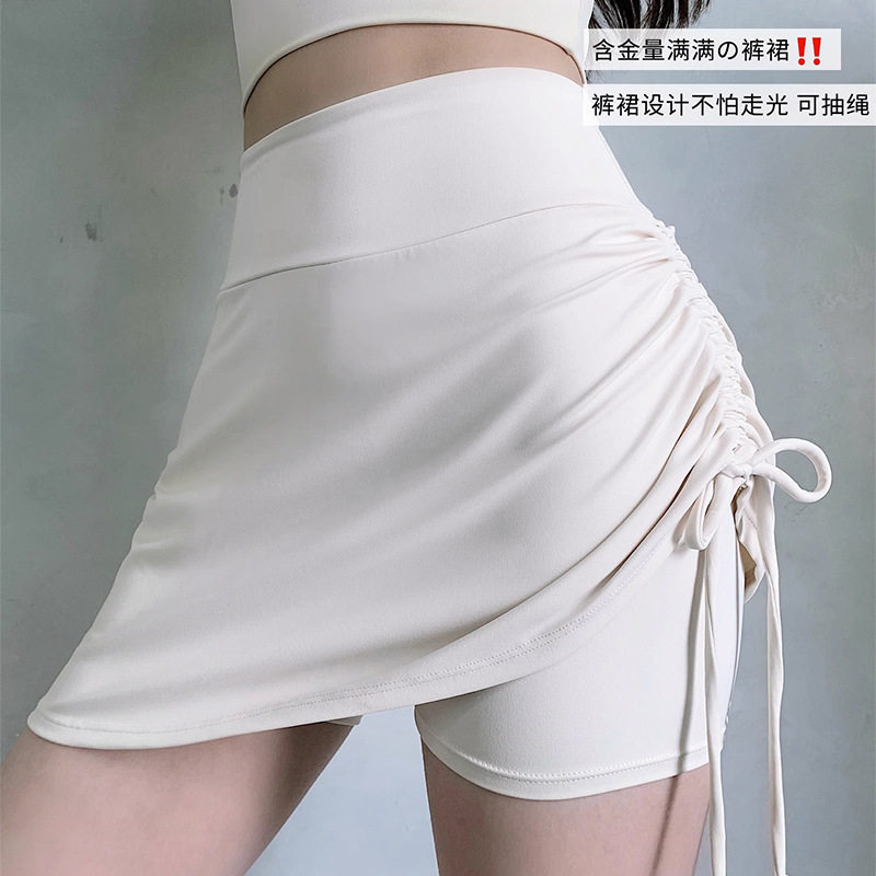 微胖MM大码运动短裤女抽绳感防走光裙裤跑步网球裙瑜伽健身裤