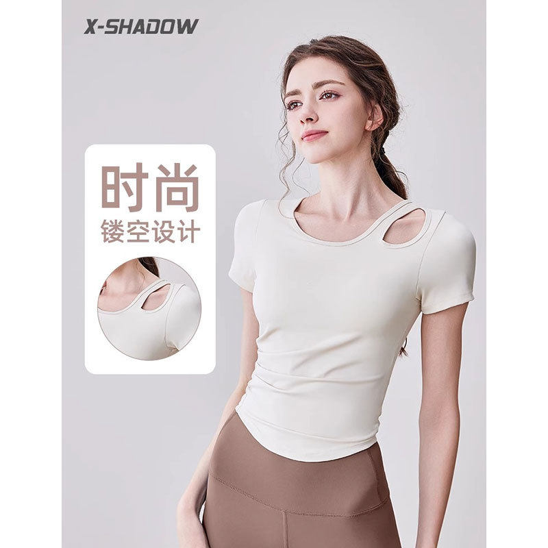 健身衣女2026新款带胸垫短袖修身高级感运动上衣普拉提瑜伽服套装