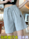 女夏季 薄款 高腰五分裤 灰色纯棉运动短裤 a字宽松外穿跑步休闲5分裤