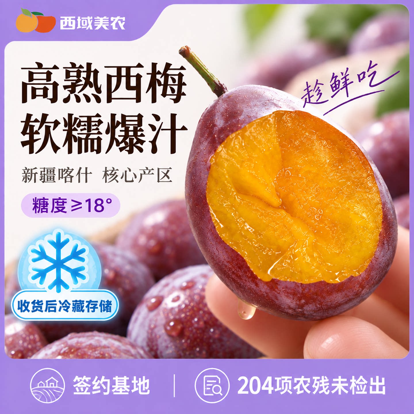 西域美农新疆西梅3斤伽师法兰西西梅新鲜水果应季脆甜鲜果顺丰