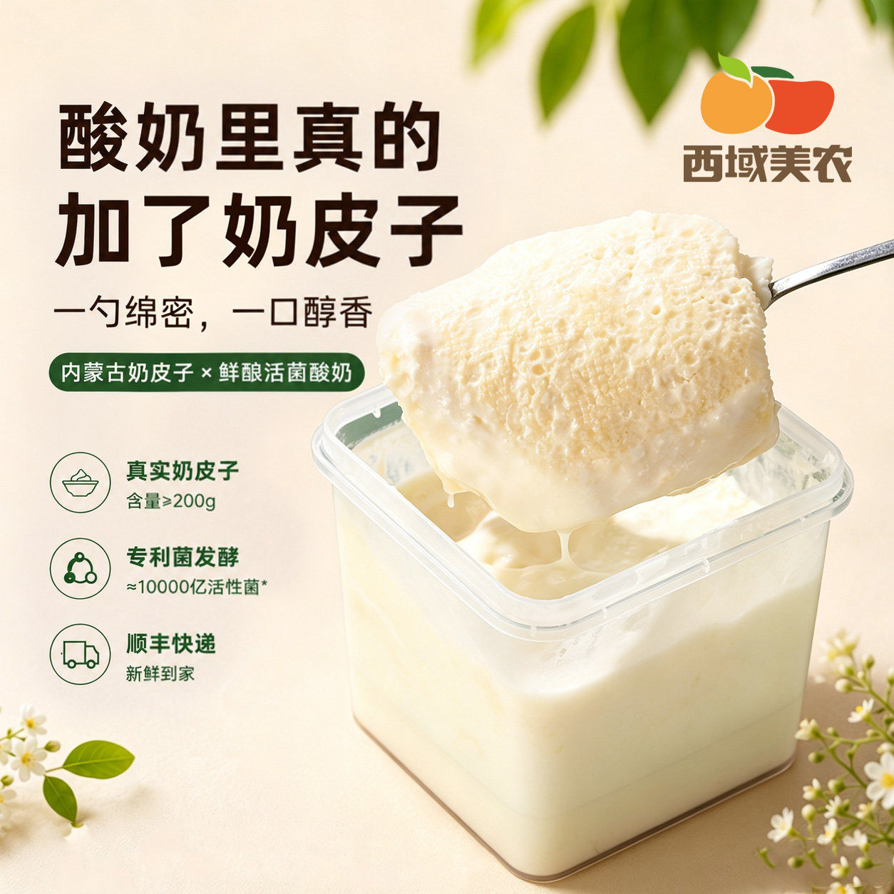 西域美农厚奶皮子酸奶1kg内蒙古特产加量奶皮子益生菌可嚼酸奶A