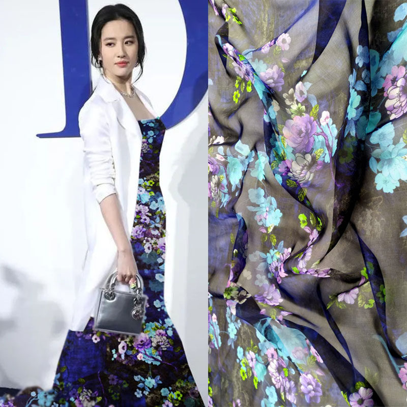 东瀛 8姆米真丝雪纺纱轻薄飘逸布料100%桑蚕丝服装连衣裙丝绸面料