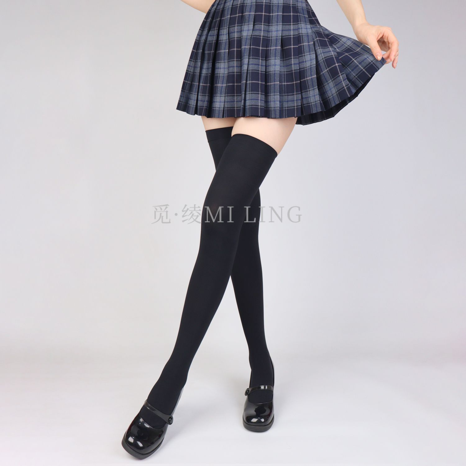 120D春秋加长天鹅绒过膝长筒袜