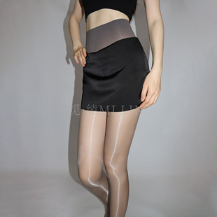 超薄极光无缝深裆油亮丝袜女性感高腰无痕隐形纯欲丝滑连裤 袜夏