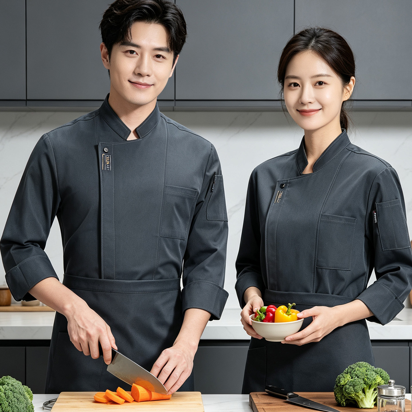 餐饮厨房厨师工作服定制logo印字图片