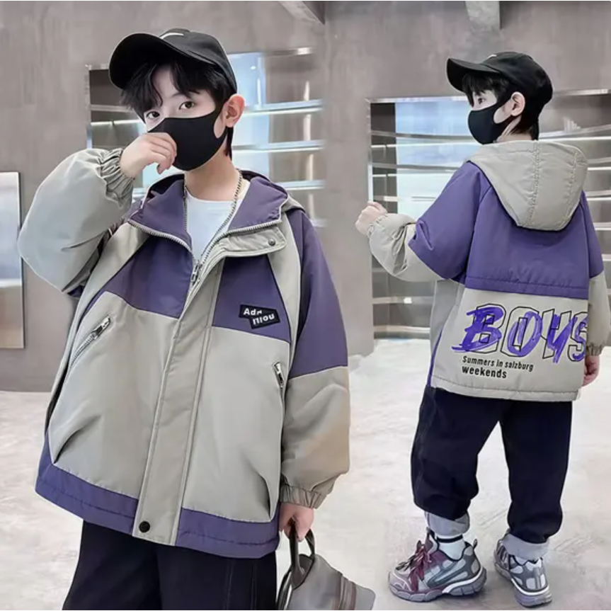 男童2025秋冬新款加厚冲锋衣外套中大童冬款夹棉保暖棉衣棉服潮