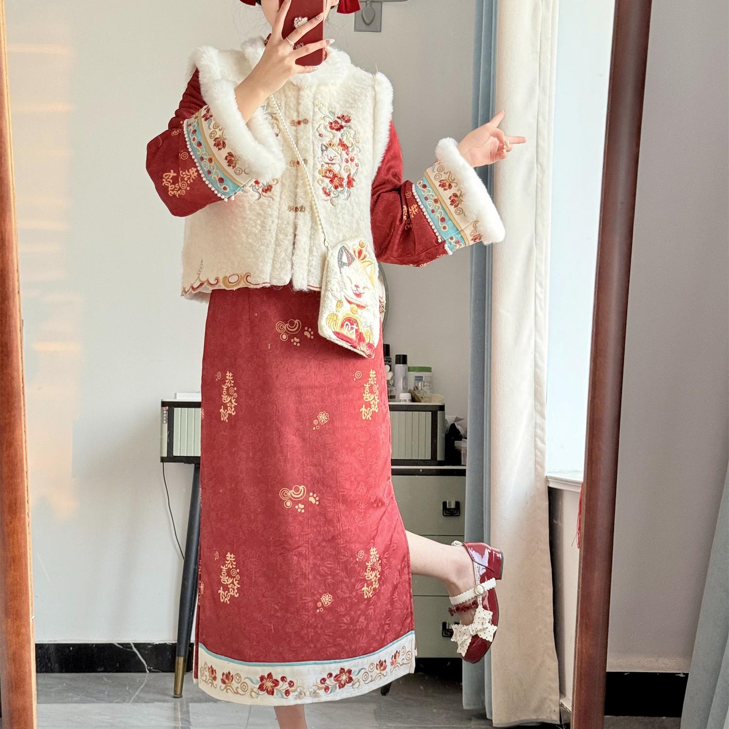 迷仙纪汉服原创旗袍女改良拜年服汉服套装