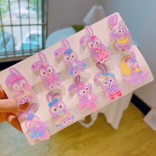 韩版儿童饰品可爱星带露发夹小女孩边夹紫色边夹子少女发饰刘海夹