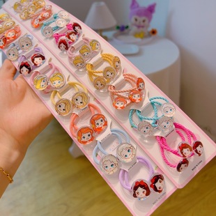 儿童发饰透明圆形冰雪公主发圈可爱迪斯卡通白雪皮筋宝宝头饰发绳