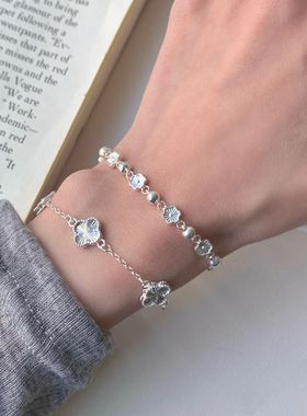 纯银五花四叶草手链女款轻奢小众