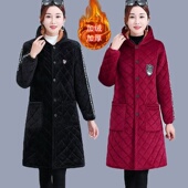 加绒加厚罩衣妈妈中长款 中老年女棉衣保暖工作服外套防寒耐脏外套