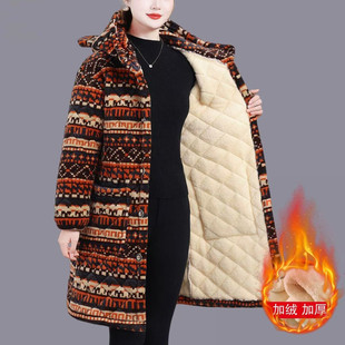 特厚加绒三层女士保暖棉服外套省服冬季中长款罩衣新款棉袄家居服