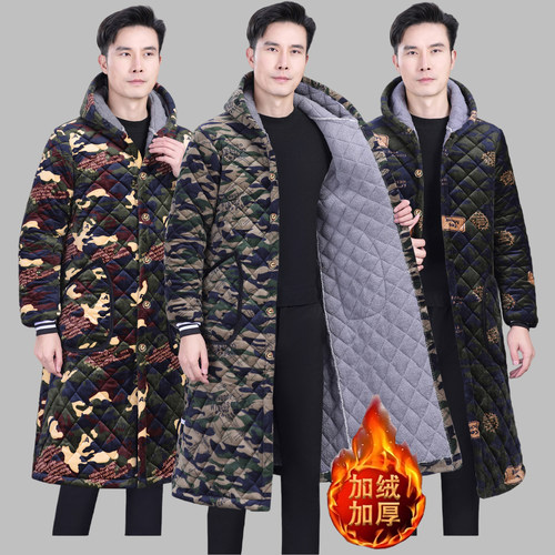冬季男士迷彩连帽棉服罩衣工作服