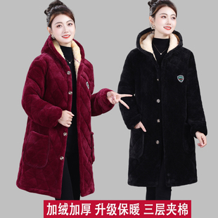 女棉服四川省省服冬季外套加绒加厚棉衣宽松中长款罩衣夹棉厚棉服