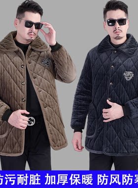 男士加绒加厚棉衣冬季保暖防寒