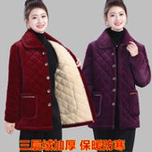 冬季 法兰绒加绒加厚罩衣棉服女装 三层夹棉保暖家居服防寒棉衣外套