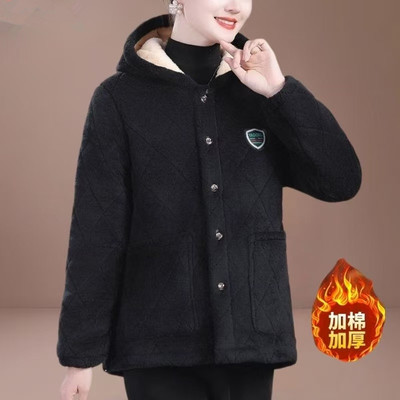 妈妈装保暖加厚加绒短款棉服罩衣