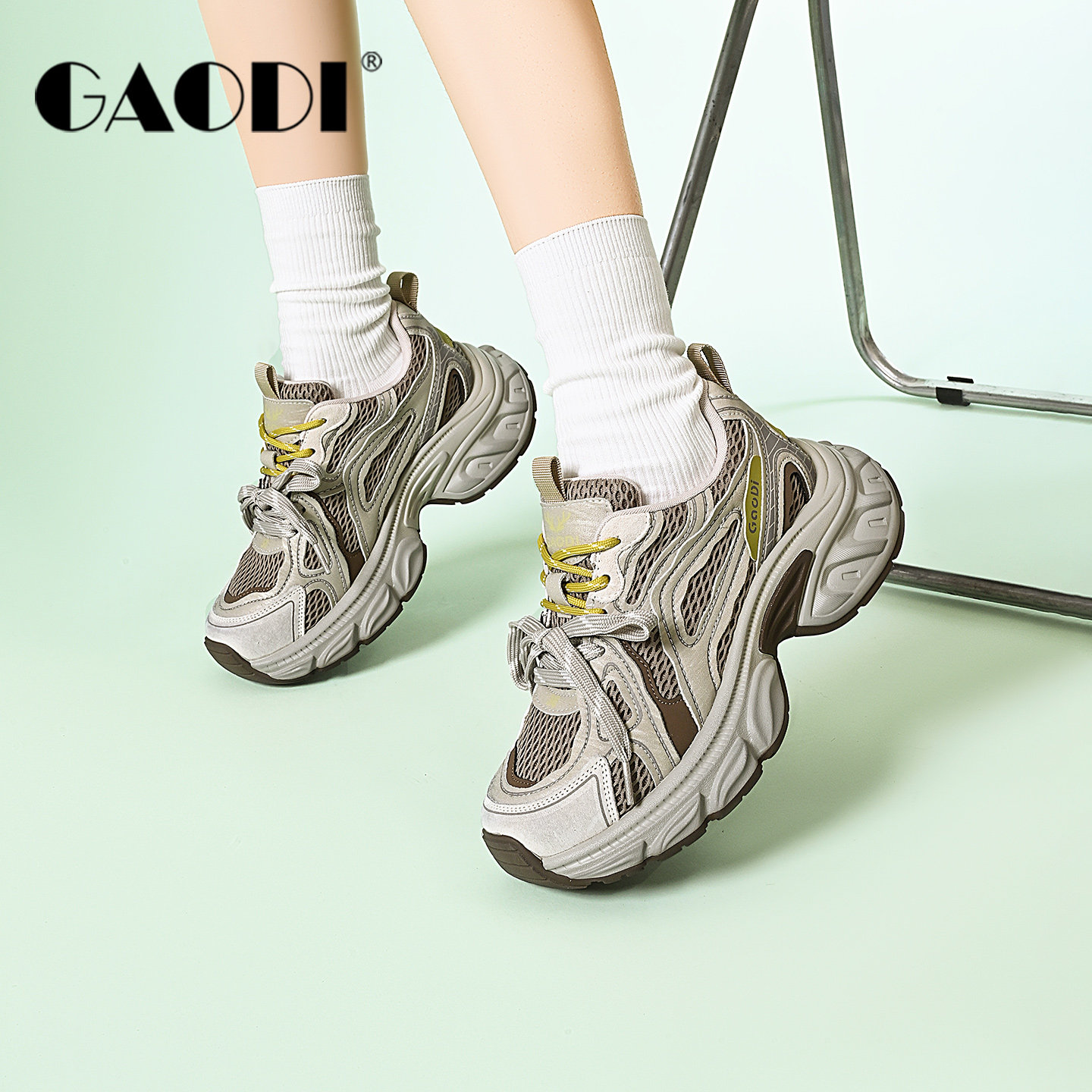 高蒂休闲风厚底增高老爹鞋女2026春季新款透气百搭运动鞋小个子,女鞋,老爹鞋,淘宝优惠券,粉丝福利购,淘宝优惠卷