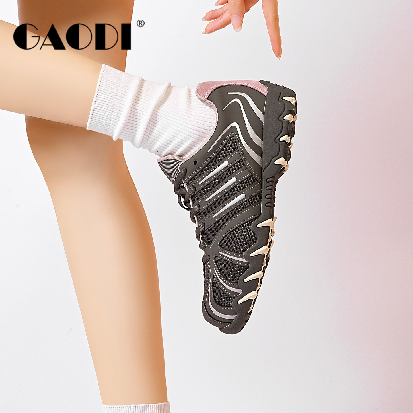 高蒂内增高德训鞋女2026春季新款潮流撞色系带运动鞋平底跑步鞋