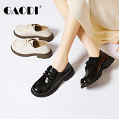 女2026春季 新款 漆皮系带复古小皮鞋 高蒂英伦风厚底乐福鞋 JK女鞋