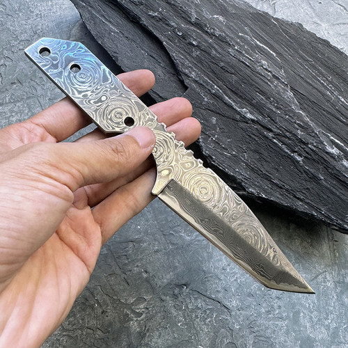 大马士革SKD11钢芯水果刀吃手把肉小刀DIY手工制作刀胚五金配件