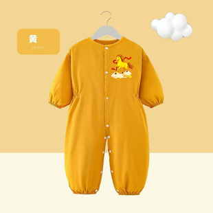 宝宝连体罩衣爬行服婴儿一体护衣儿童全身防水防脏爬爬服哈服秋冬