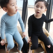 宝宝秋衣秋裤 5岁6 儿童内衣套装 纯棉春秋男童女童保暖睡衣纯色3