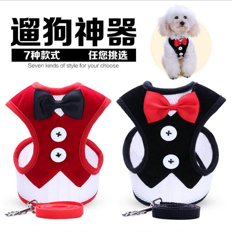 泰迪狗狗牵引绳晚礼服胸背带