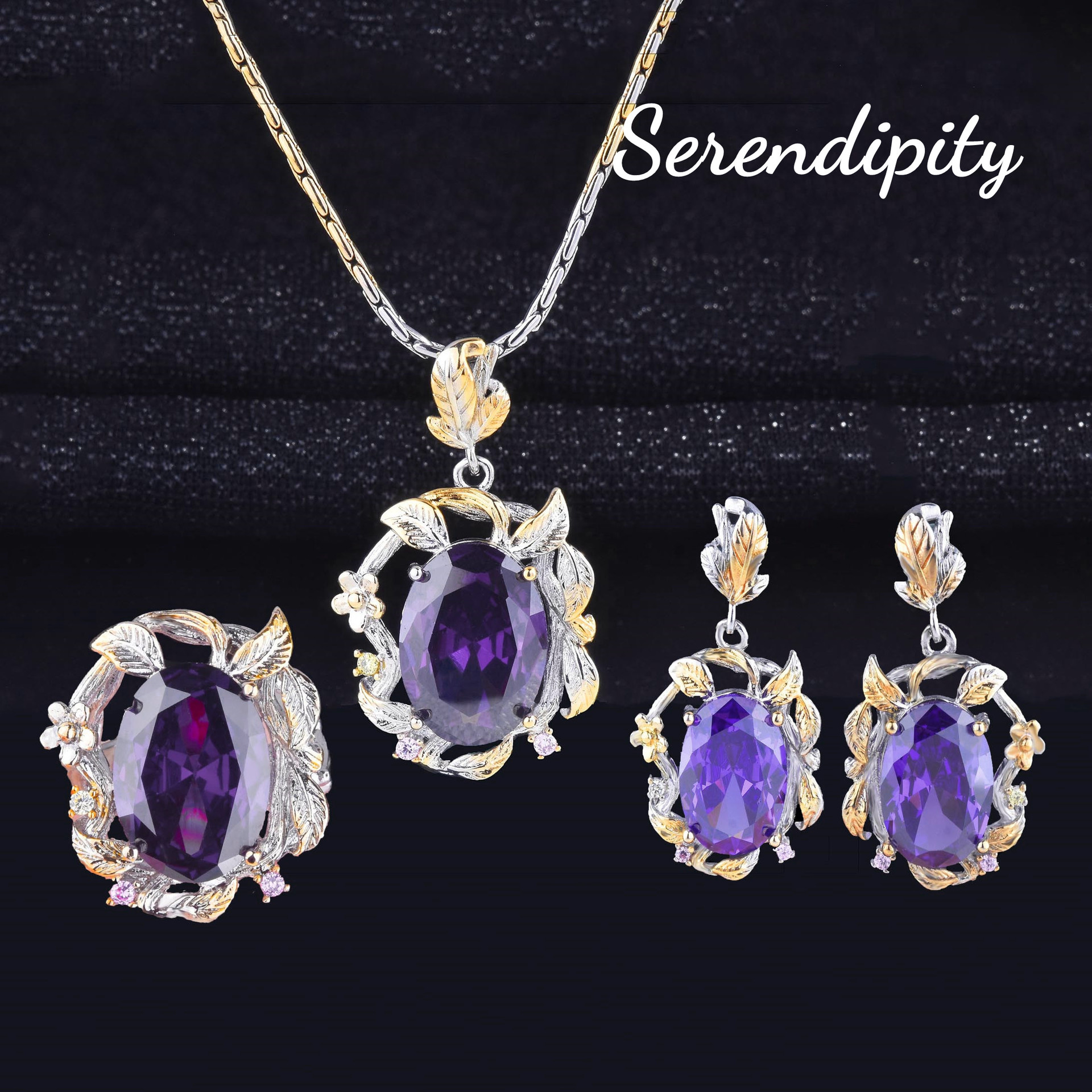 意大利项链雕金工艺彩宝套装