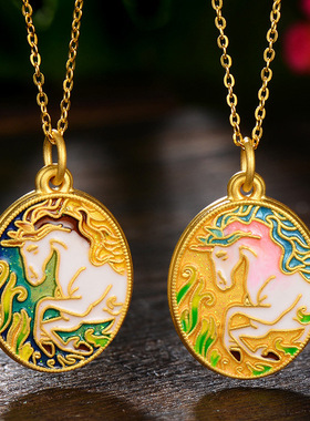 young古法传承独角兽3d硬金吊坠