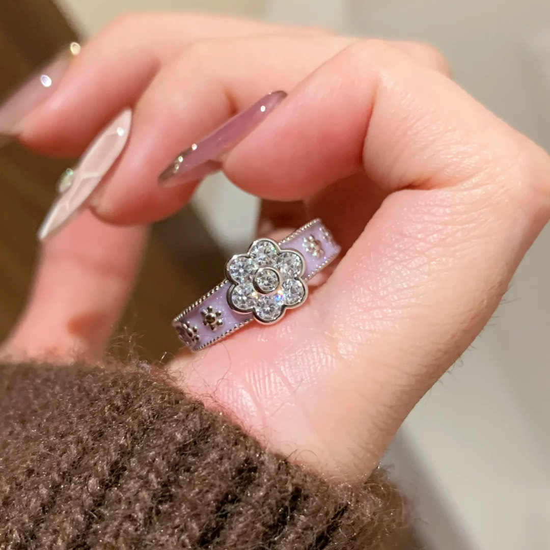 气质香芋紫薇花环戒指女