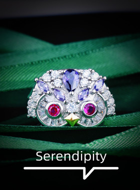 Youngever钛钢创意猫头鹰戒指