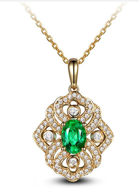 花朵蓝宝石玫瑰金银吊坠