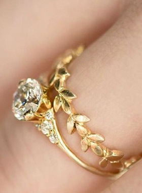 youngwish新款镀18k枝女订婚戒指