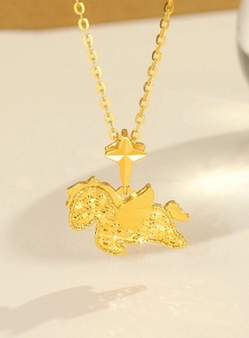 Young精工CNC切割爆闪碎冰冰独角兽吊坠女项链本命年锁骨链毛衣链