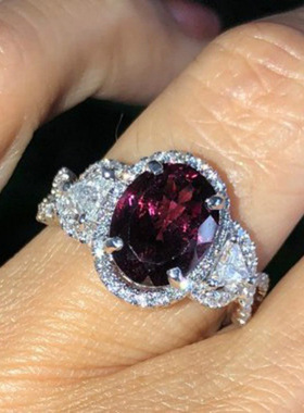 新款镶嵌锆石罗曼蒂克戒指红宝石