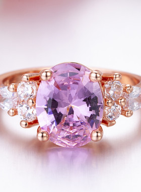 热卖新款粉色钻水晶公主戒指欧美
