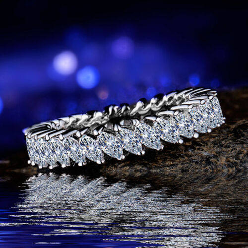 臻荣热卖经典马眼钻锆石整圈戒指