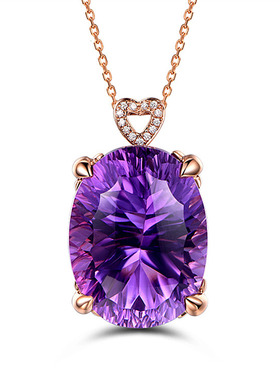 young韩版奢华紫水晶心形女吊坠