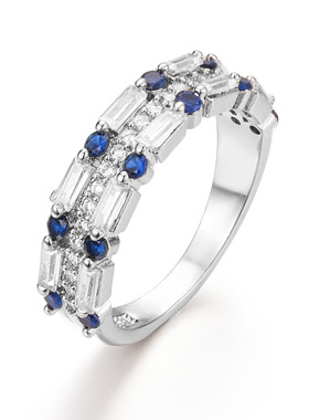 热卖长方形白色欧美风三层锆石