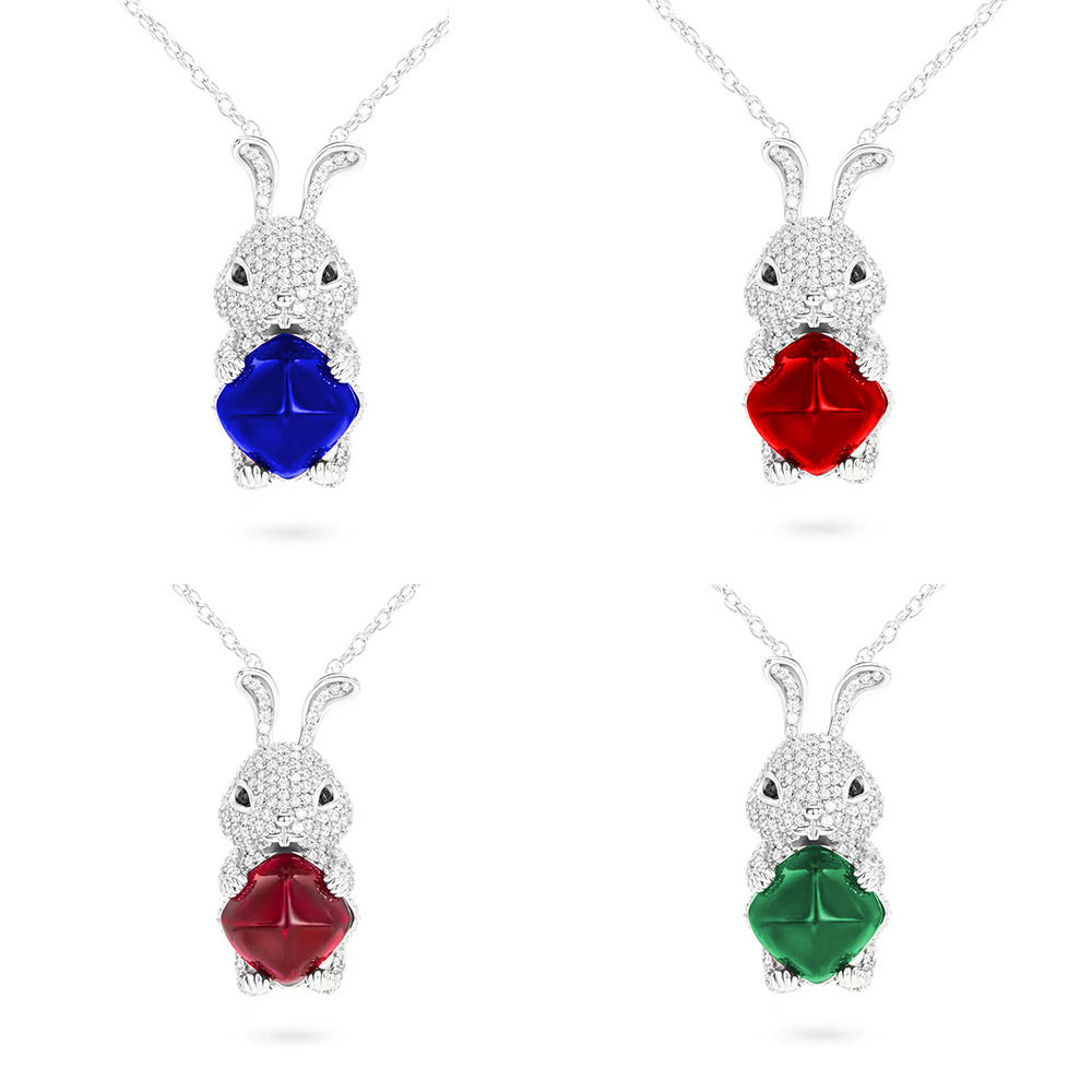 仿天然鸽血红宝石兔子吊坠