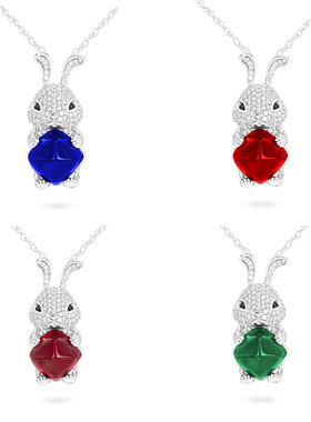 仿天然鸽血红宝石兔子吊坠