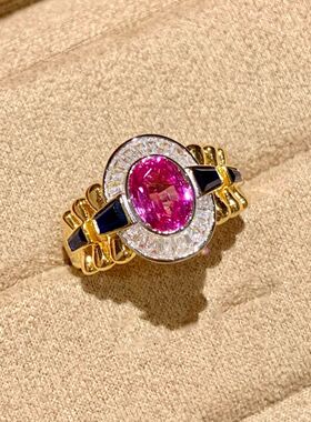复古vintage绝地武士红刚玉戒指
