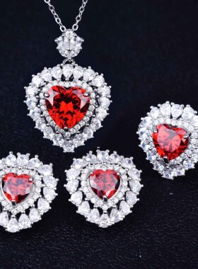 抖音爆款项链戴妃爱心形微镶吊坠