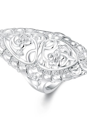 亚马逊镀银镂空戒指欧美风手饰品