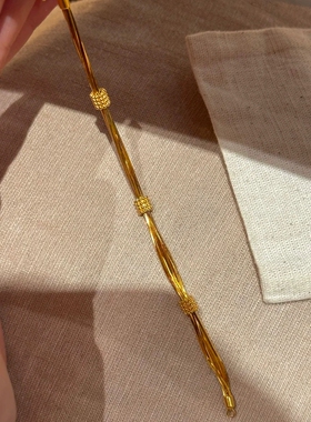 Young法式复古金色多层蛇骨流苏手链女时尚轻奢百搭鎏光蛇链饰品