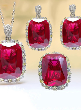 年轻奢华气质鸽血红宝石吊坠