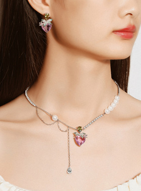 网红同款可爱心形耳钉女珍珠