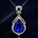Young蓝色吊坠大裸石20克拉5A级坦桑石吊坠镶钻黄金分色彩色宝石