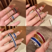 Young红刚玉公主轨道吊坠女项链手镯蓝尖晶戒指转运珠彩宝套装 女